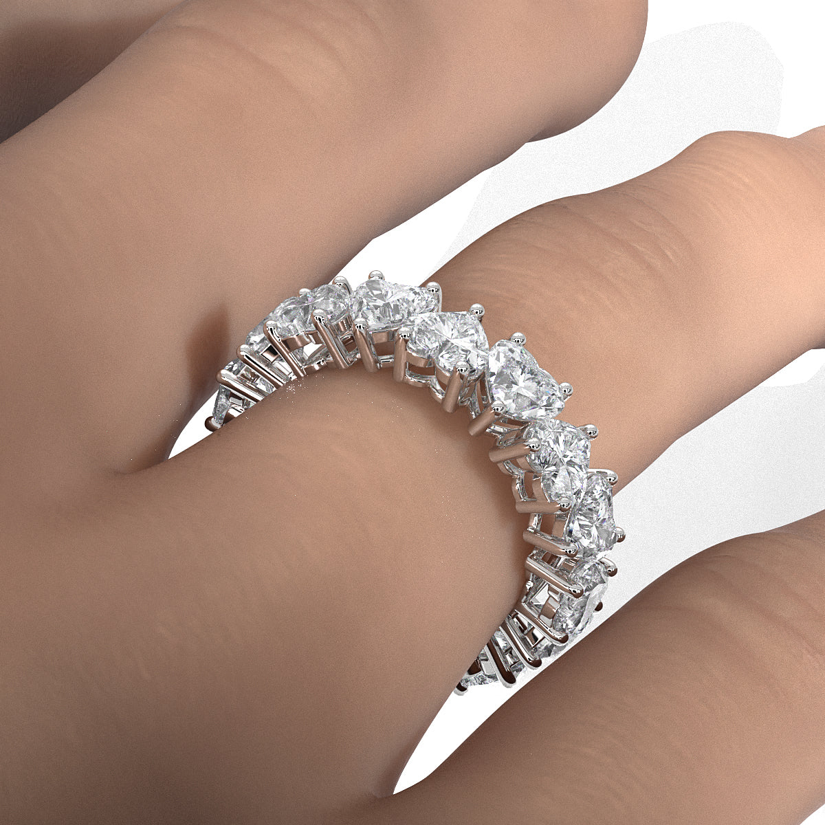 Prong Set Women's Eternity Heart Wedding Band Lab Diamond 4.5 mm 6.25ctw.