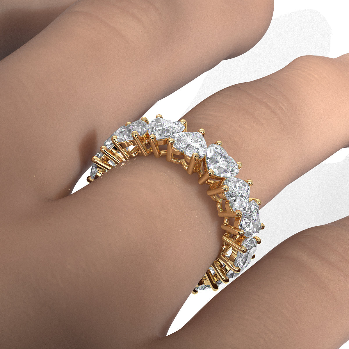 Prong Set Women's Eternity Heart Wedding Band Lab Diamond 4.5 mm 6.25ctw.