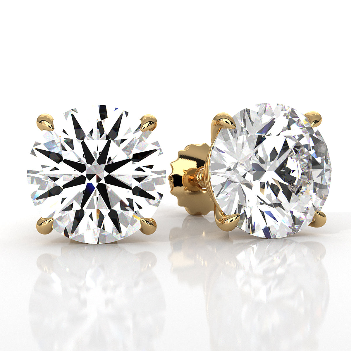  Round Lab grown Diamond Stud Prong Earring 14k Yellow Gold 8.00ctw.