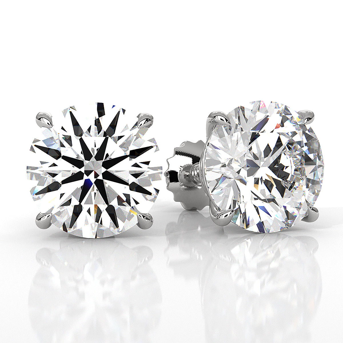  Round Lab grown Diamond Stud Prong Earring Platinum 8.00ctw.