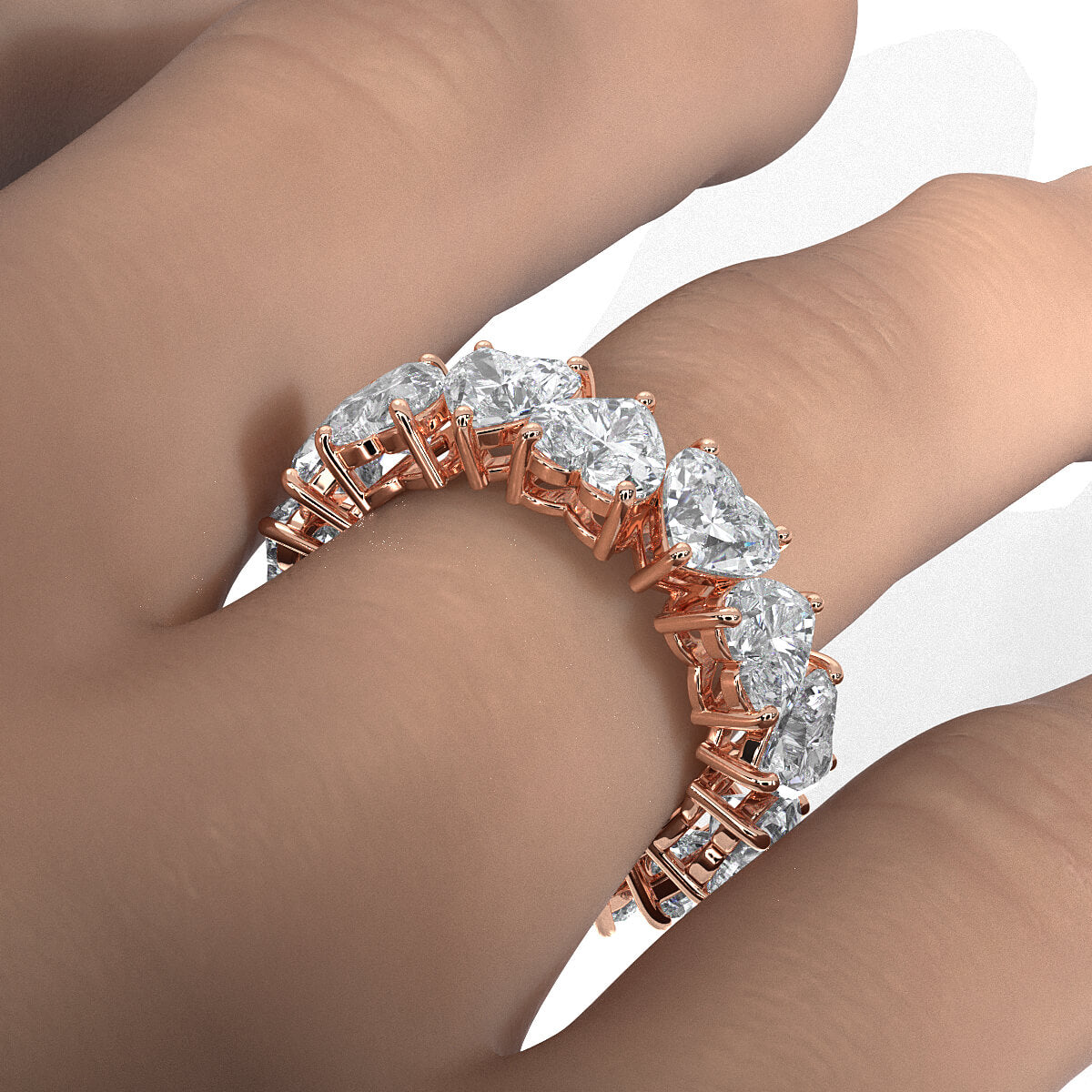 Heart Cut Prong Women's Eternity Wedding Band Lab Diamond 5 mm 7.3ctw.