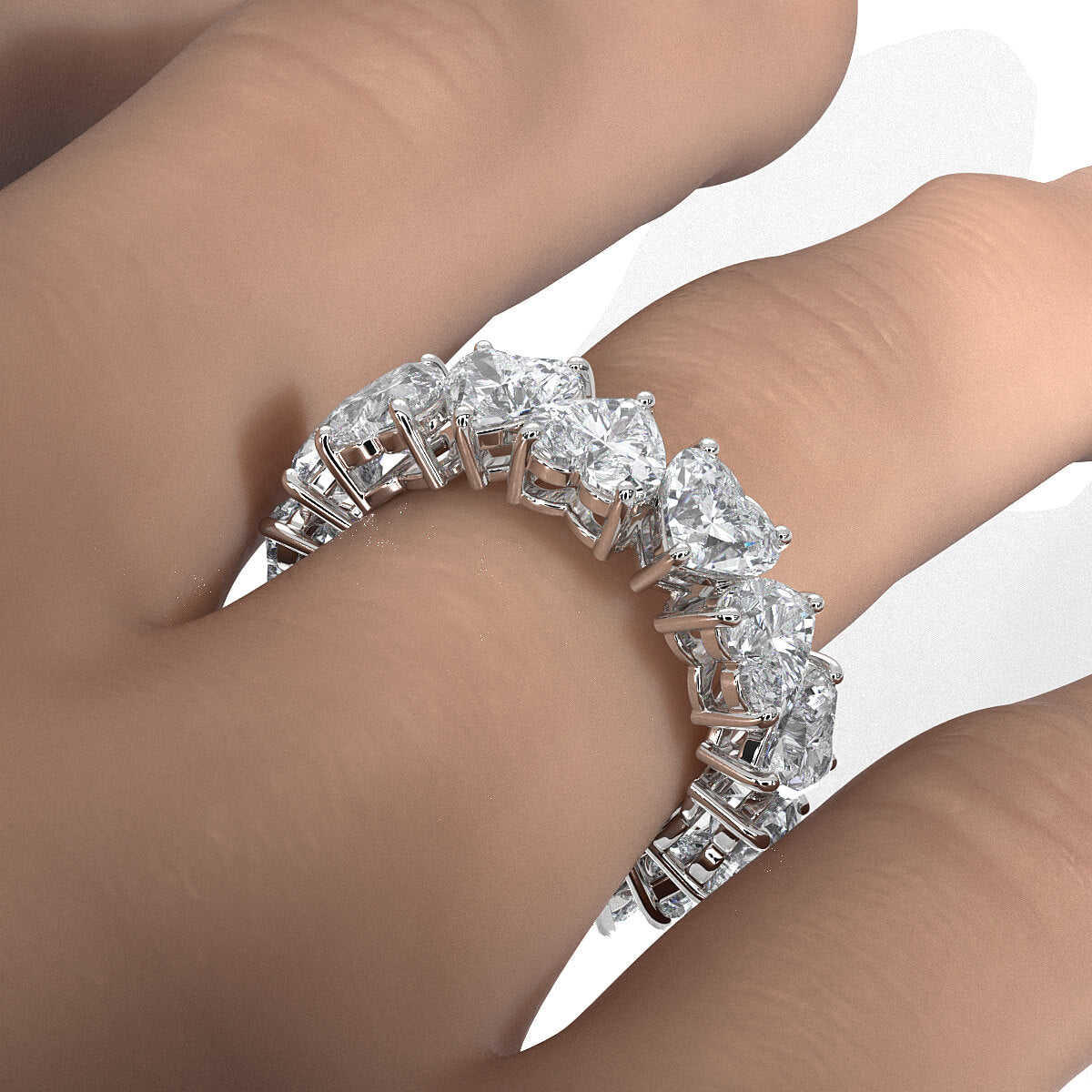 Heart Cut Prong Women's Eternity Wedding Band Lab Diamond 5 mm 7.3ctw.