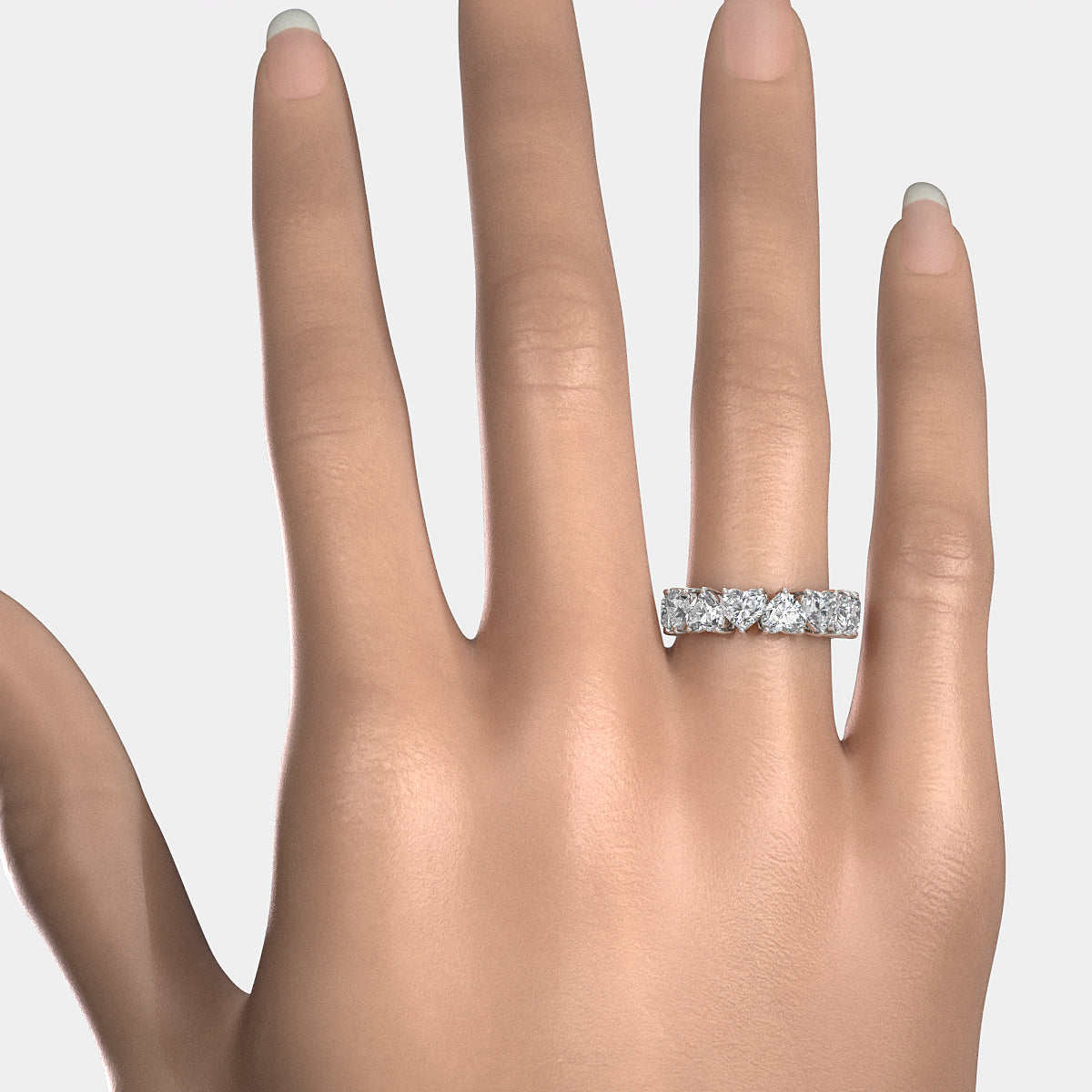 Heart Cut Prong Women's Eternity Wedding Band Lab Diamond 5 mm 7.3ctw.