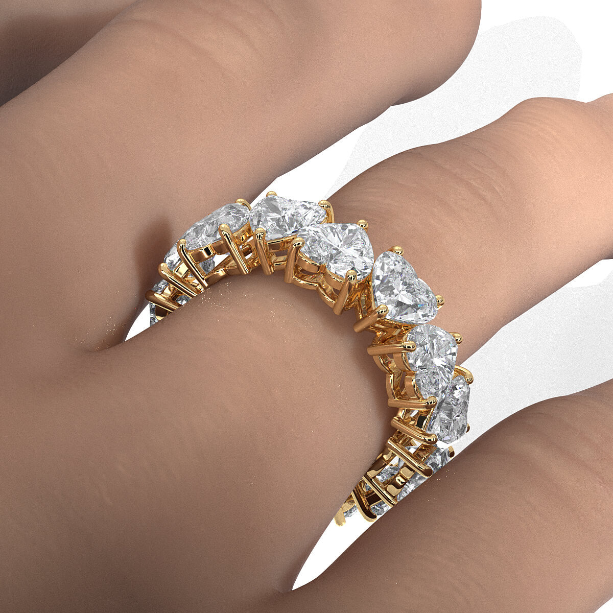 Heart Cut Prong Women's Eternity Wedding Band Lab Diamond 5 mm 7.3ctw.