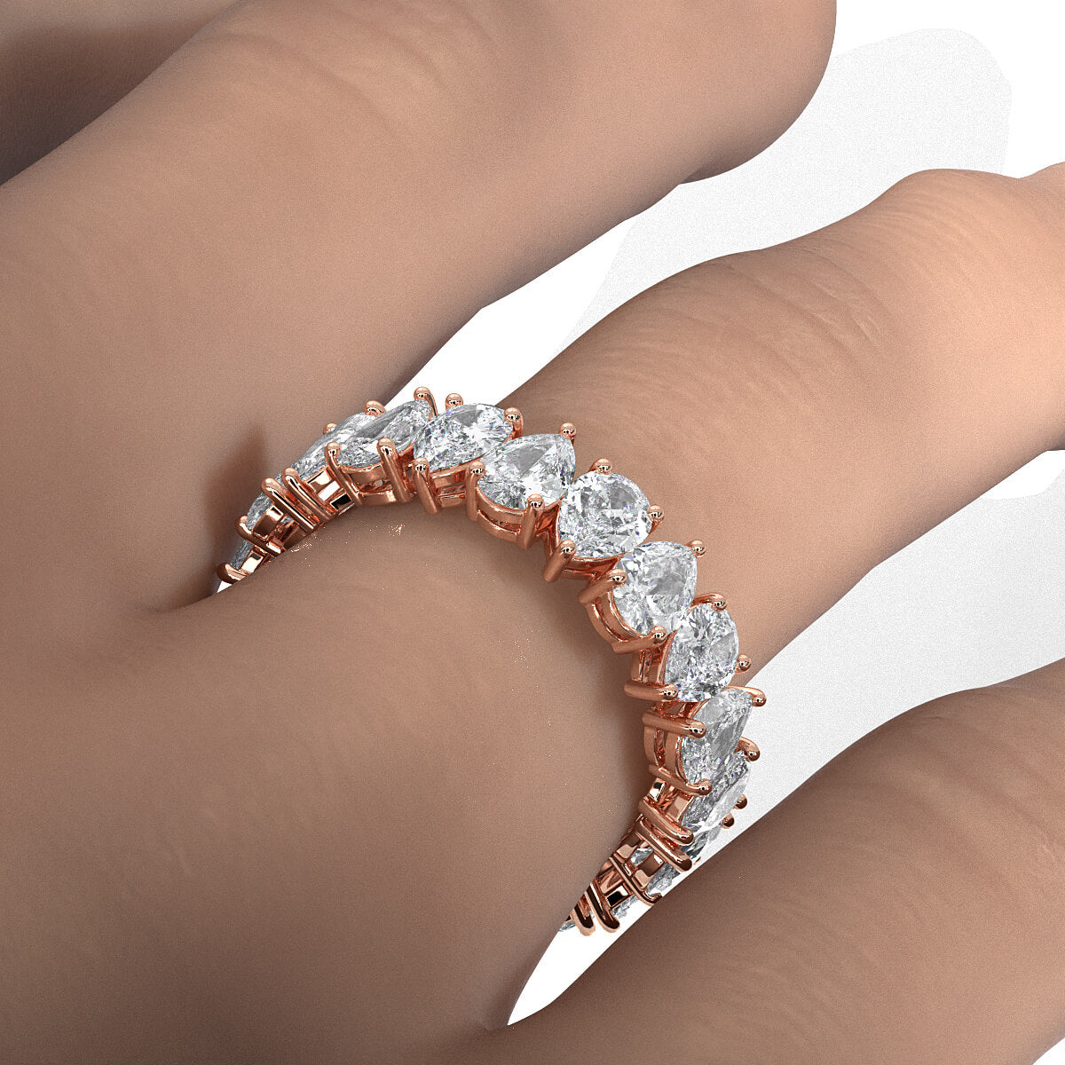 Pear Lab Diamond Women's Eternity Shared Prong Wedding Band 5.25 mm 4.50ctw.