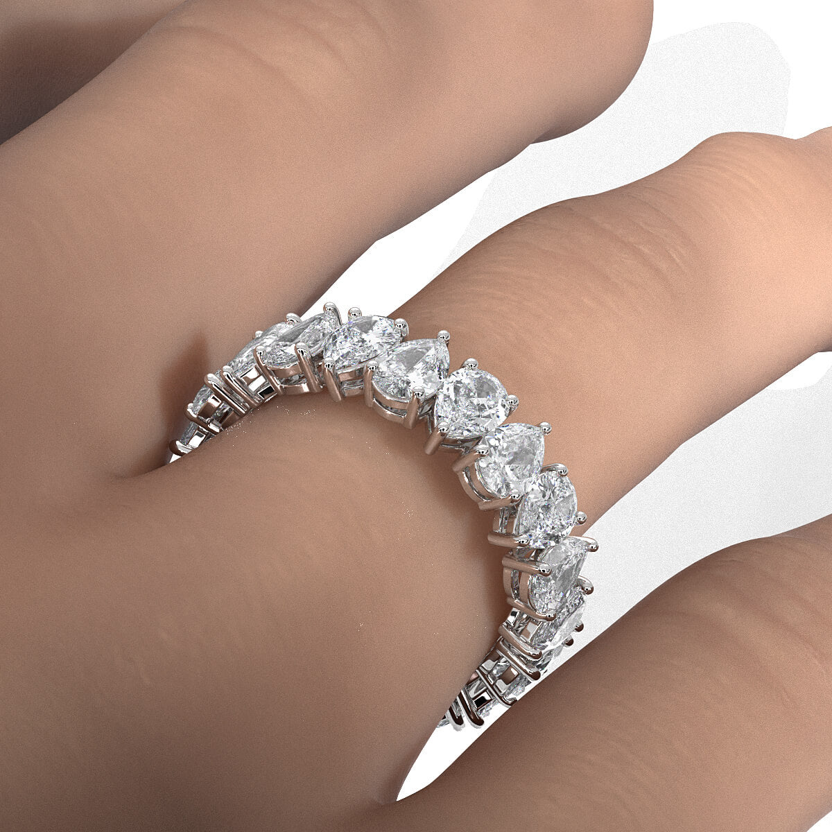 Pear Lab Diamond Women's Eternity Shared Prong Wedding Band 5.25 mm 4.50ctw.