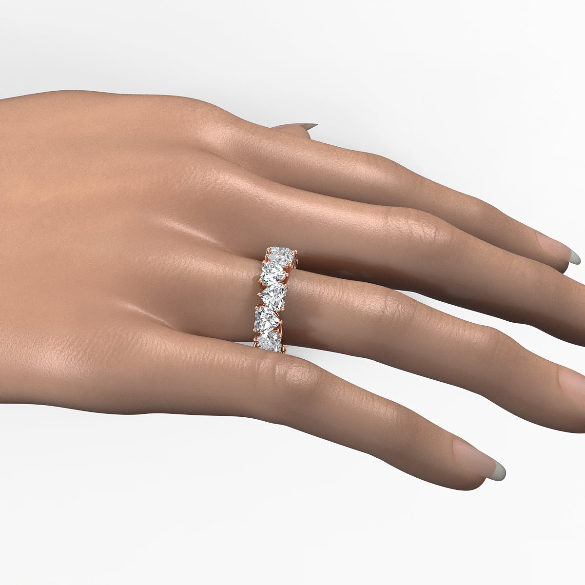 Heart Lab Diamond Shared Prong Women's Wedding Band 5.5 mm 9.55ctw.