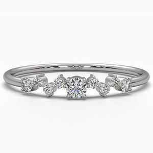 Scattered Round Prong Set Lab Diamond Engagement Wedding Ring 0.15ctw.