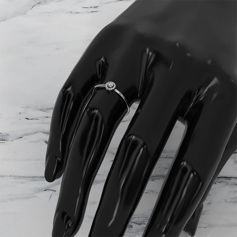 Slim Halo Round Lab Diamond Engagement Fashion Ring 0.11ctw.