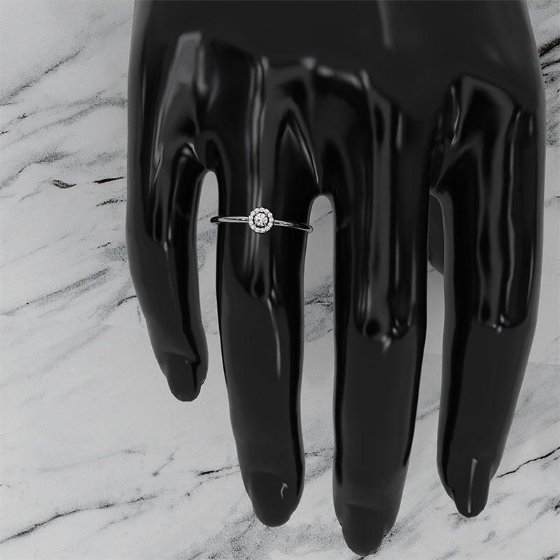 Slim Halo Round Lab Diamond Engagement Fashion Ring 0.11ctw.