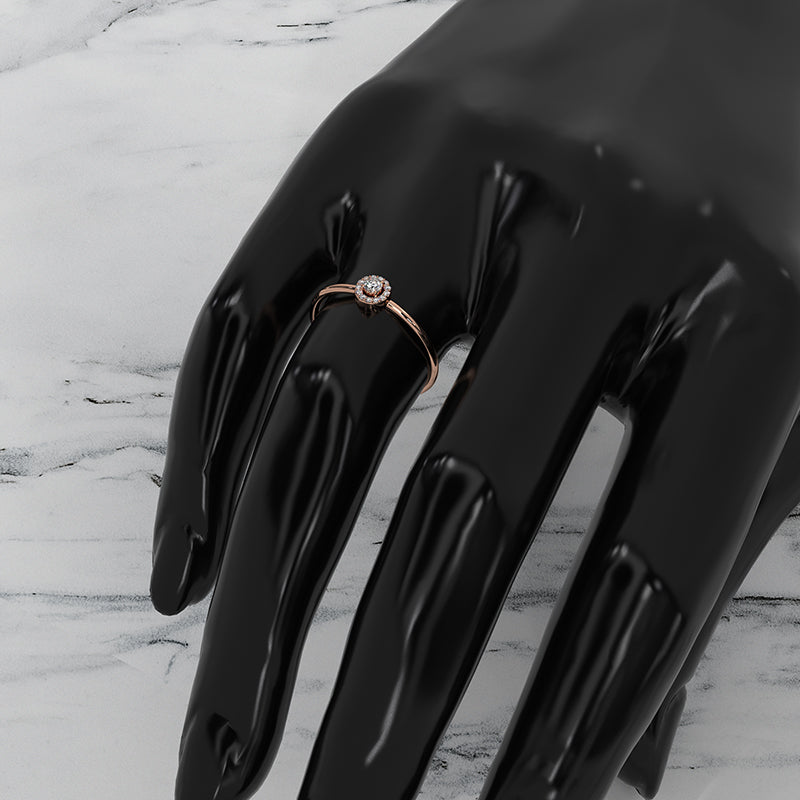 Slim Halo Round Lab Diamond Engagement Fashion Ring 0.11ctw.