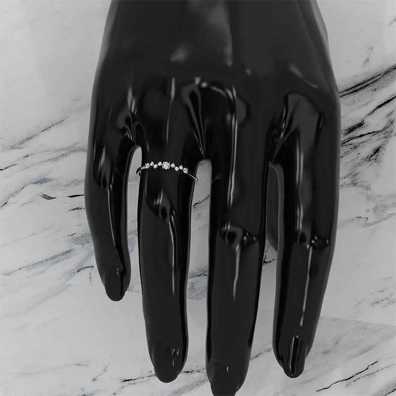 Scattered Round Prong Set Lab Diamond Engagement Wedding Ring 0.15ctw.