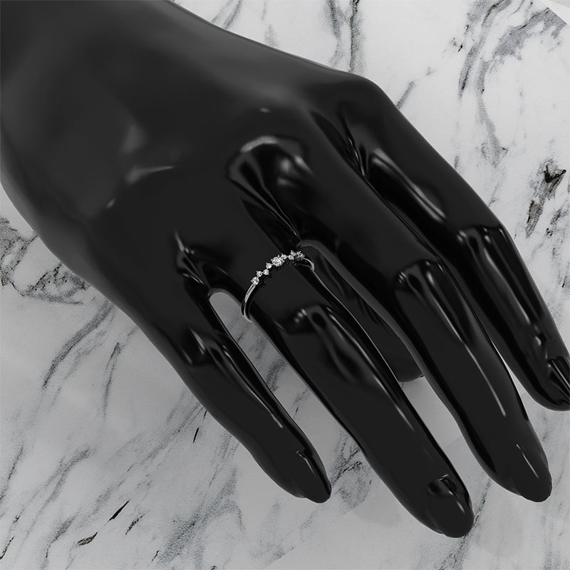 Scattered Round Prong Set Lab Diamond Engagement Wedding Ring 0.15ctw.