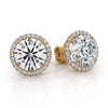 Halo Round  Claw Prong Lab grown Diamond Earring  18k Yellow Gold 6.35Ctw.