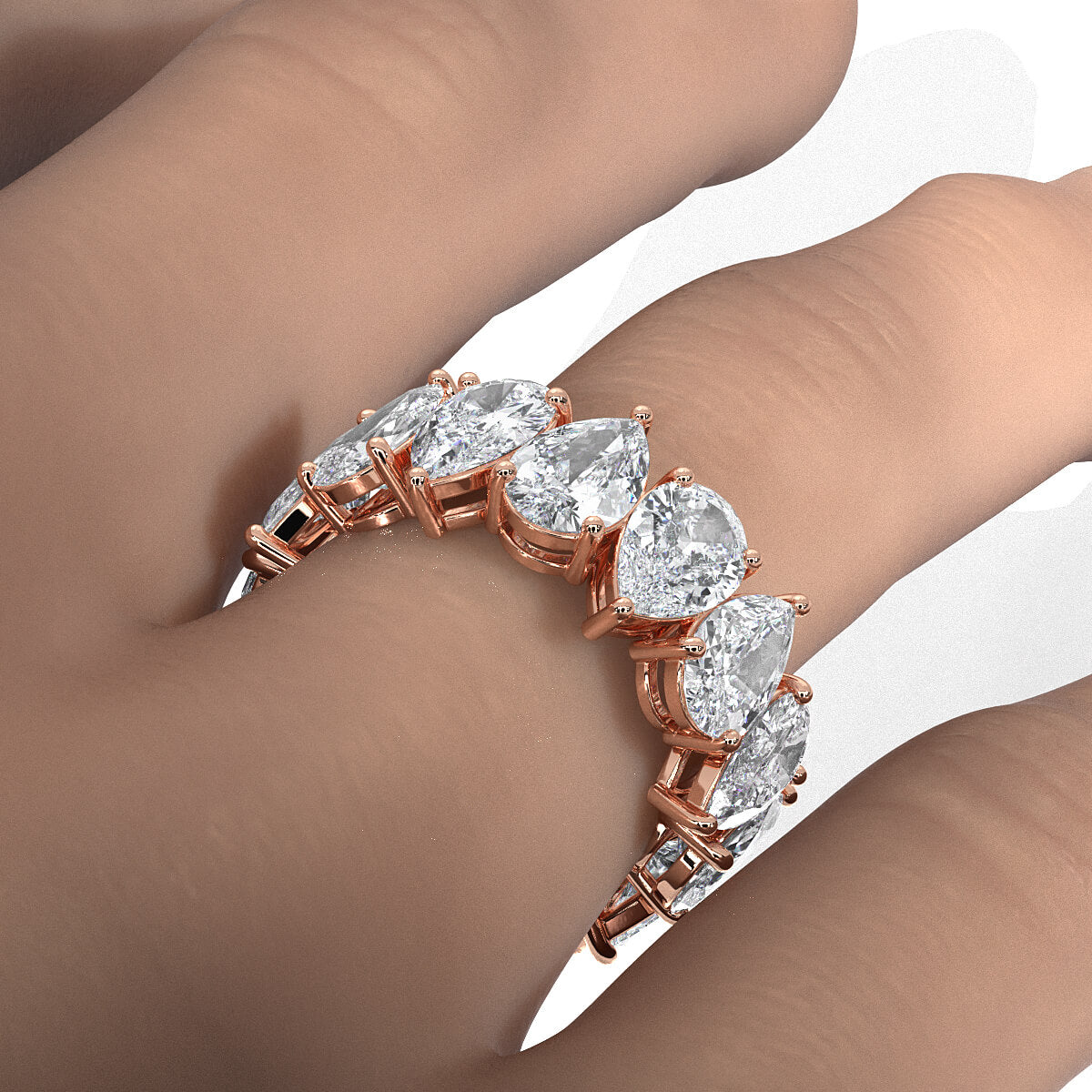 Pear Lab Diamond Shared Prong Women's Wedding Band 7.75 mm 8.40ctw.