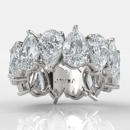 Teardrop Style Pear Lab Grown Diamond Women's Eternity Wedding Band 10.52 Ctw.