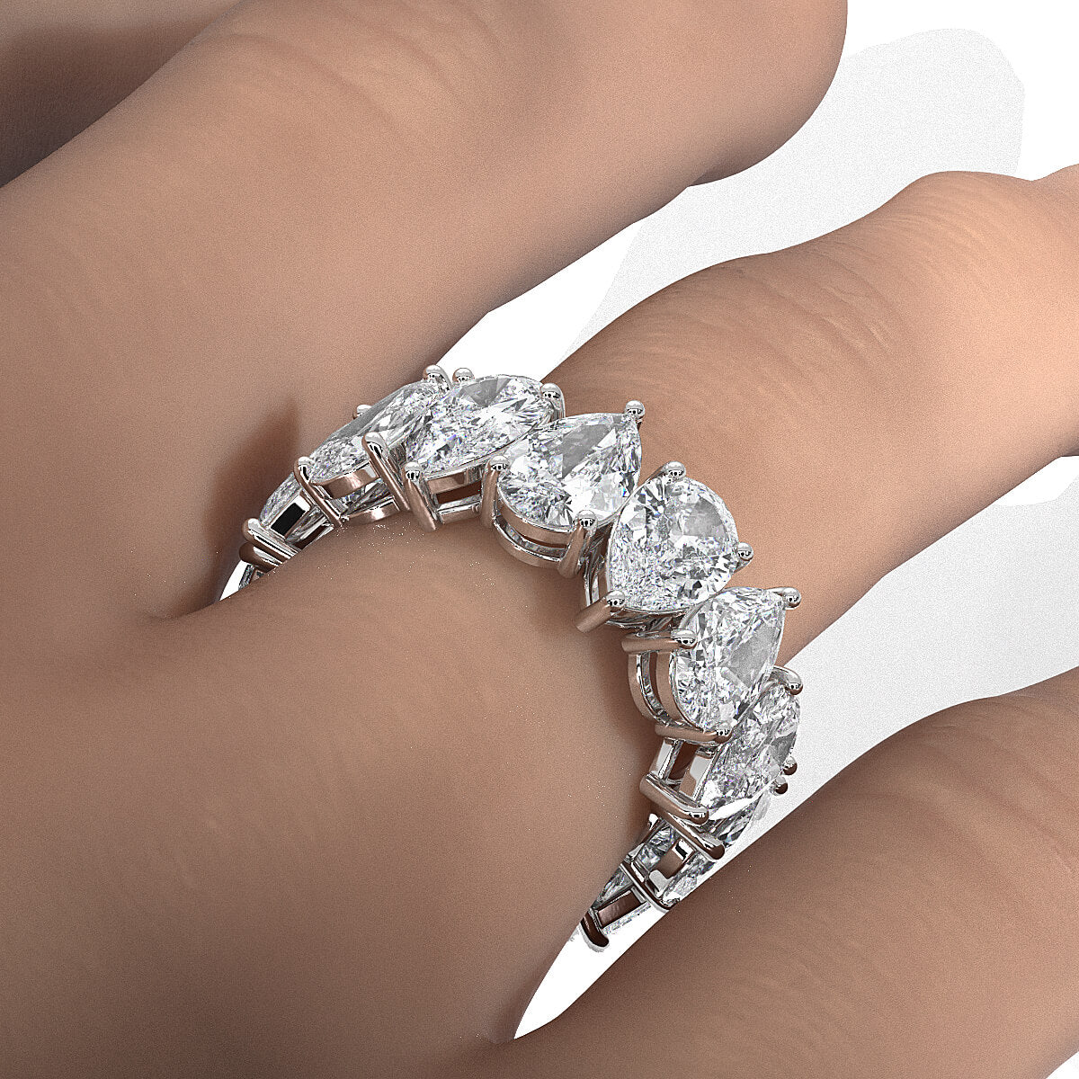 Pear Lab Diamond Shared Prong Women's Wedding Band 7.75 mm 8.40ctw.