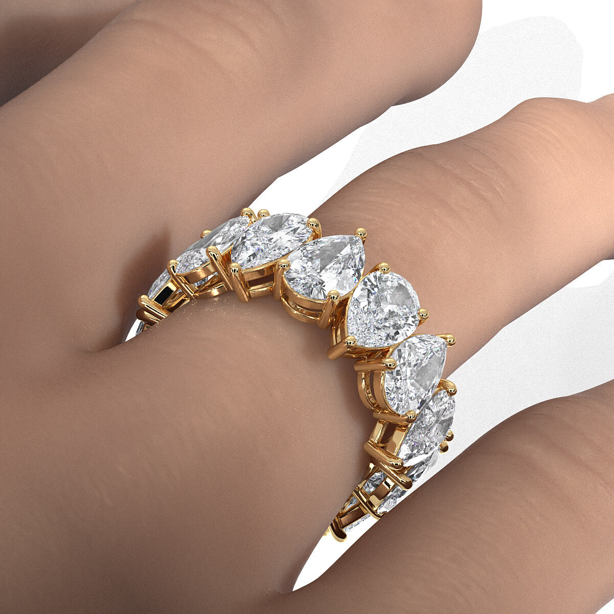 Pear Lab Diamond Shared Prong Women's Wedding Band 7.75 mm 8.40ctw.