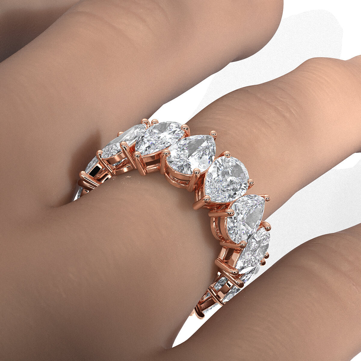 Pear Lab Diamond Shared Prong Women's Eternity Wedding Band 8.5 mm 11.35ctw.