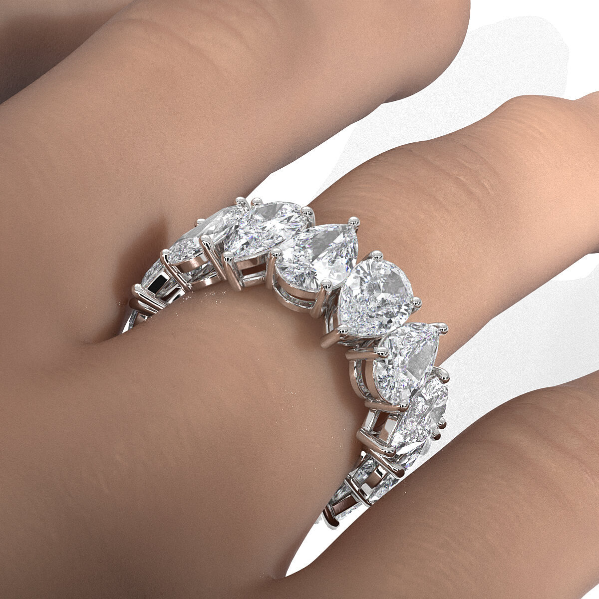 Pear Lab Diamond Shared Prong Women's Eternity Wedding Band 8.5 mm 11.35ctw.