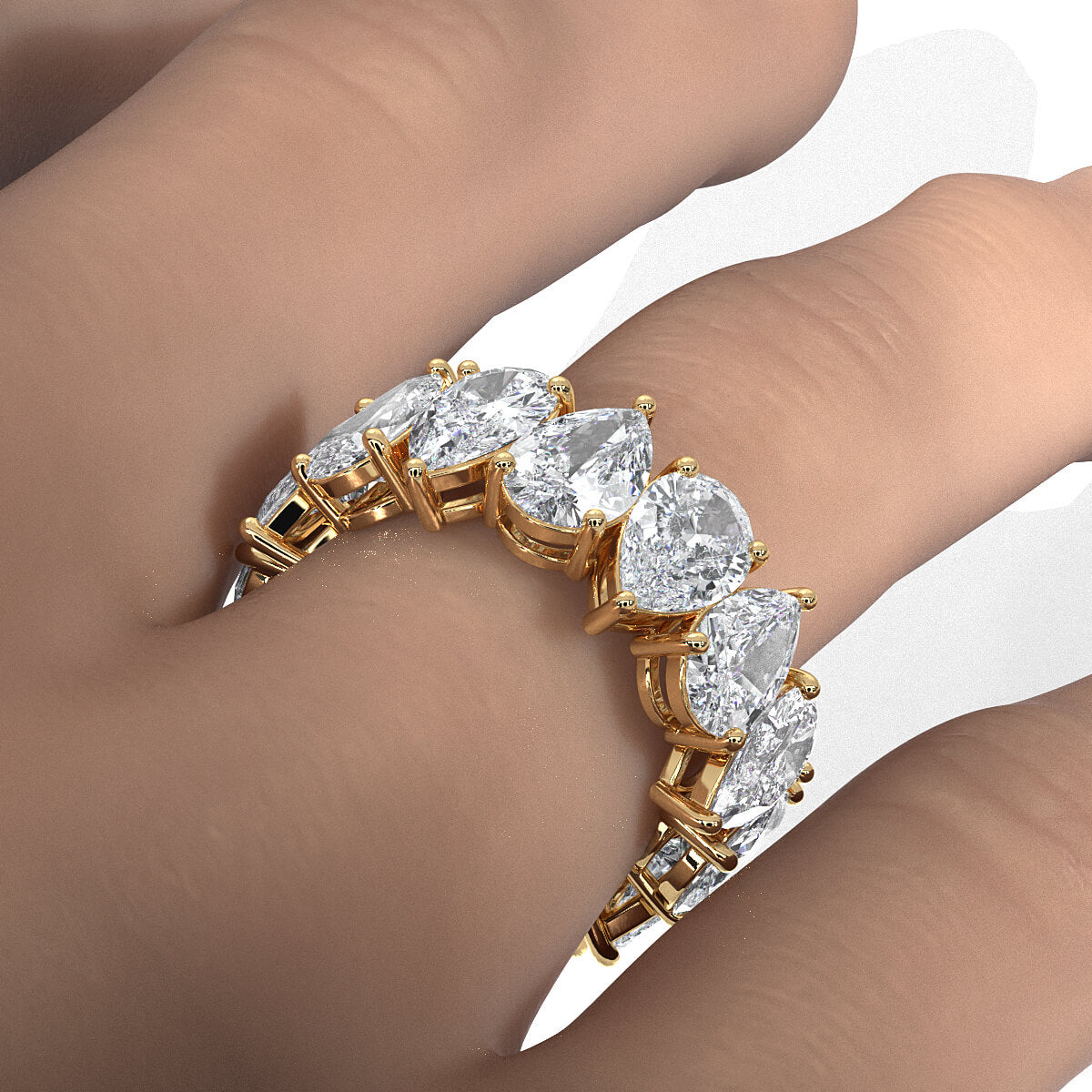 Pear Lab Diamond Shared Prong Women's Eternity Wedding Band 8.5 mm 11.35ctw.