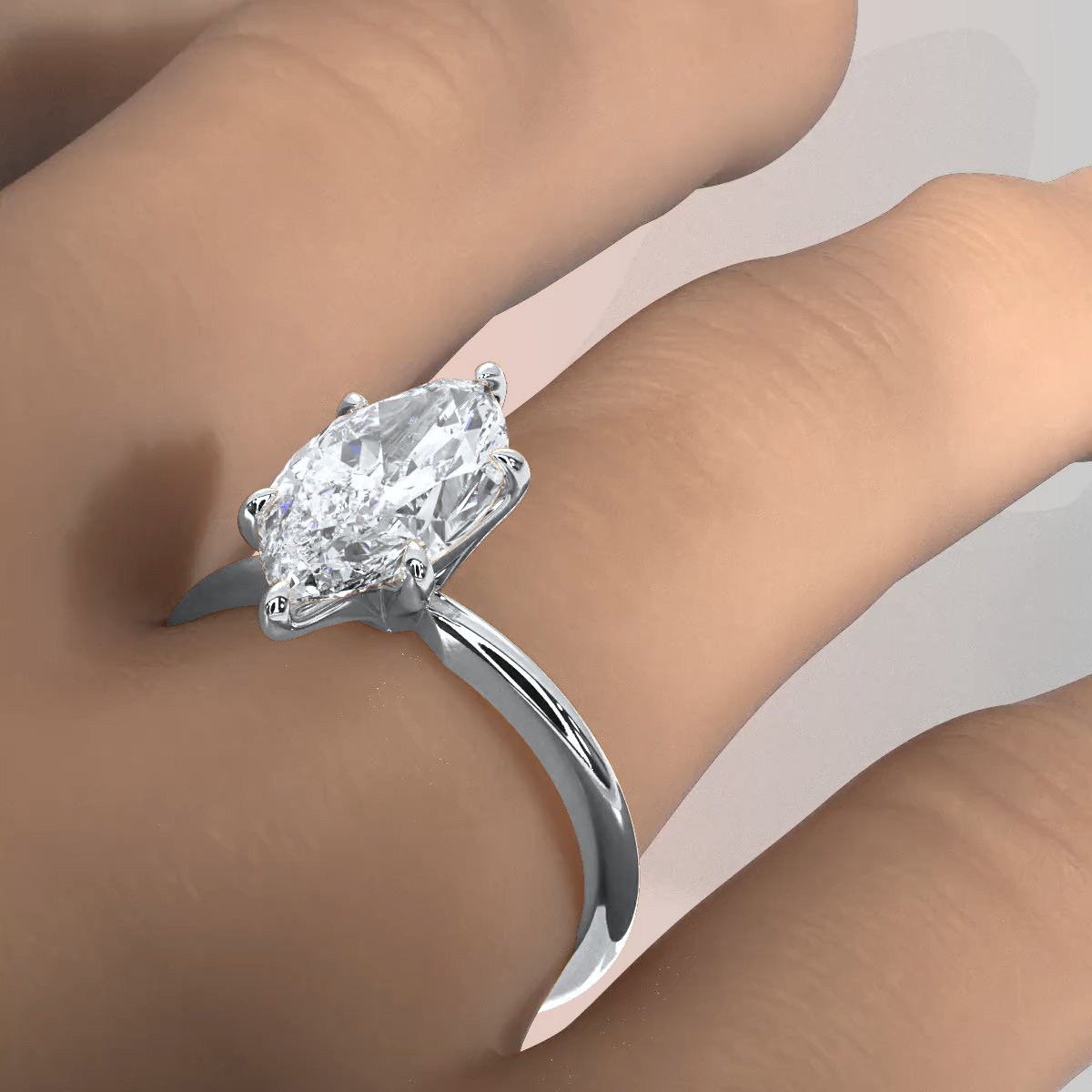 4g Knife Edge Solitaire Lab Grown Diamond Engagement Ring 2.5mm IGI Certified 3.00 Ctw.