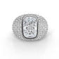 Cushion Diamond Dome Men's Cocktail Ring 14K White Gold IGI Certified 8.56ctw