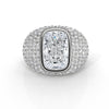Cushion Diamond Dome Men's Cocktail Ring 14K White Gold IGI Certified 8.56ctw