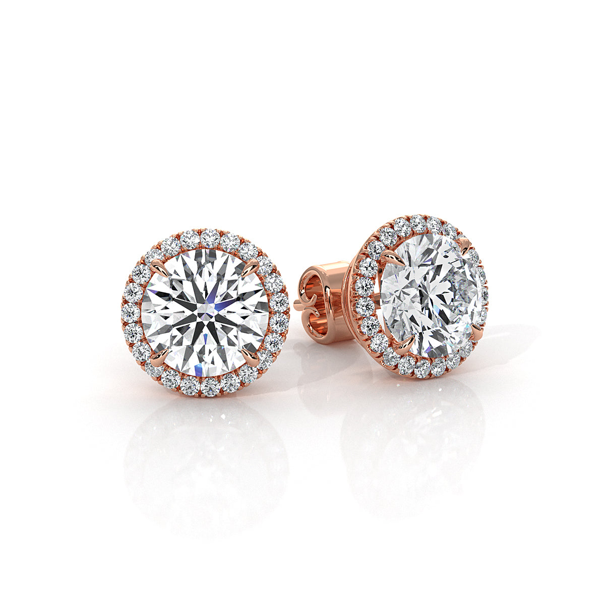 Round Lab Grown Diamond Claw Prong Women's Earring 14k White Gold 2.28 Ctw.