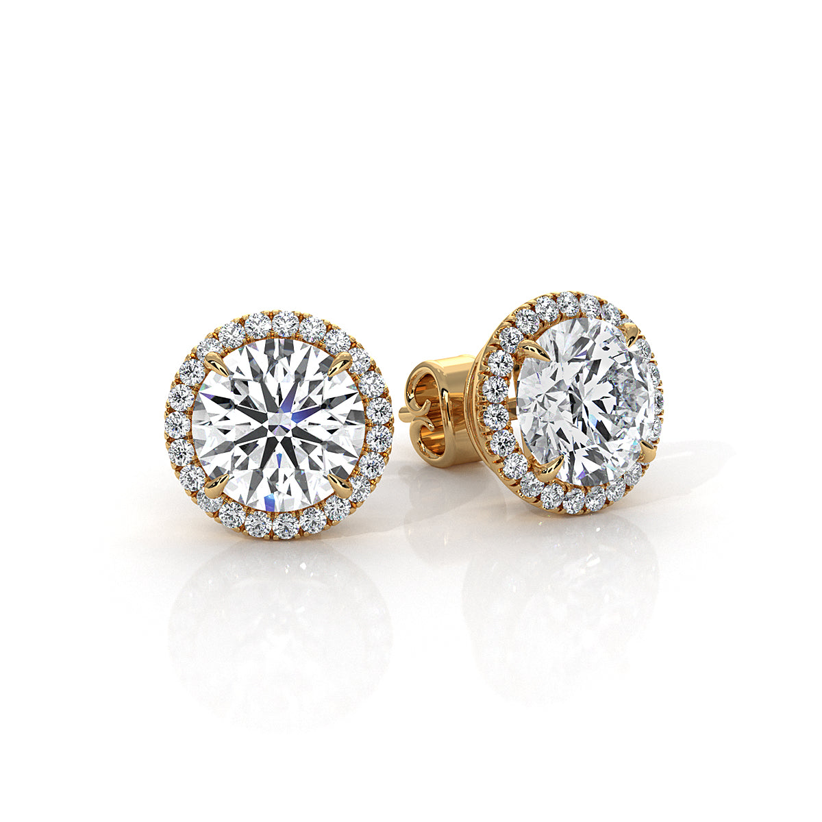 Round Lab Grown Diamond Claw Prong Women's Earring 14k White Gold 2.28 Ctw.