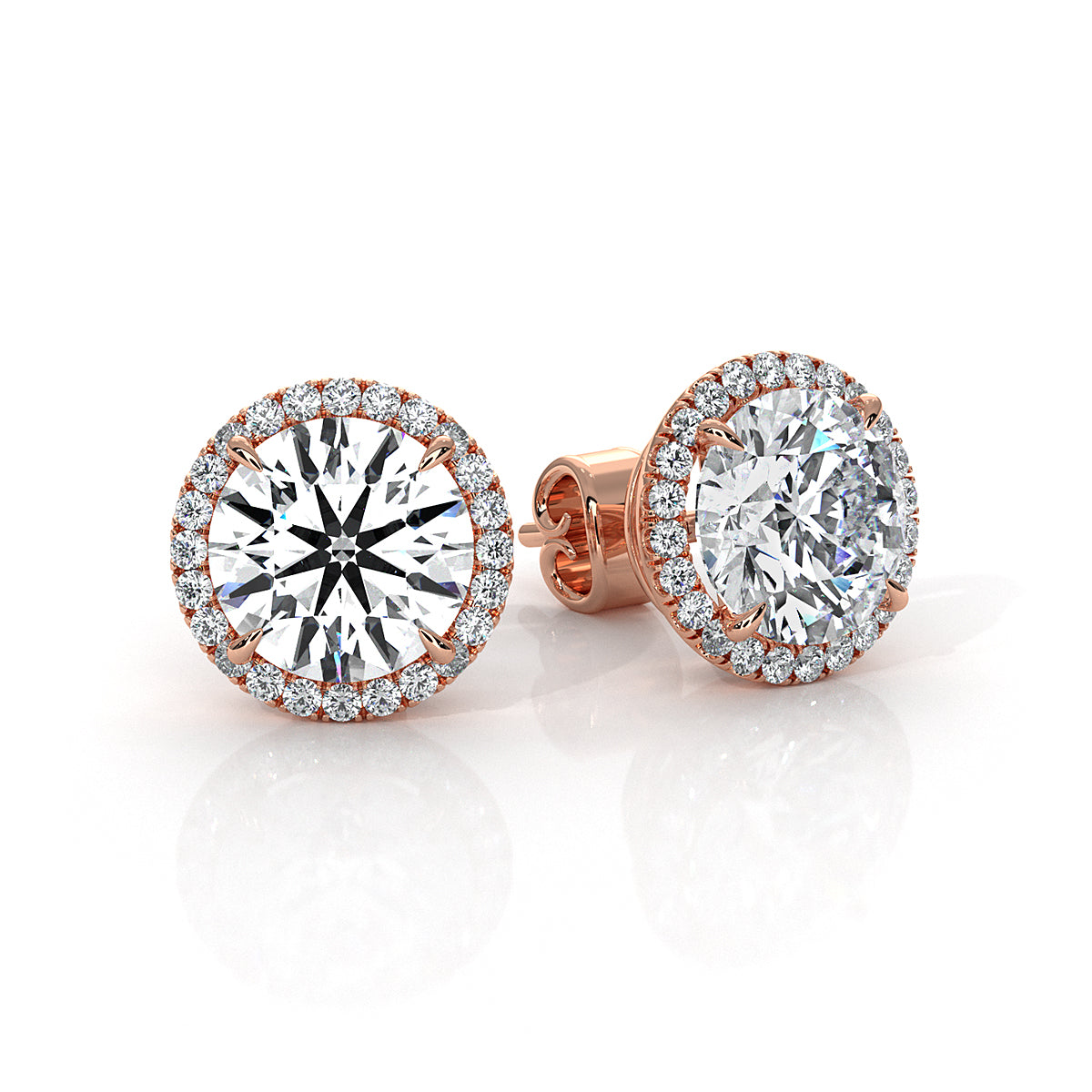 Round Lab Grown Diamond Claw Prong Women's Earring 14k White Gold 2.28 Ctw.