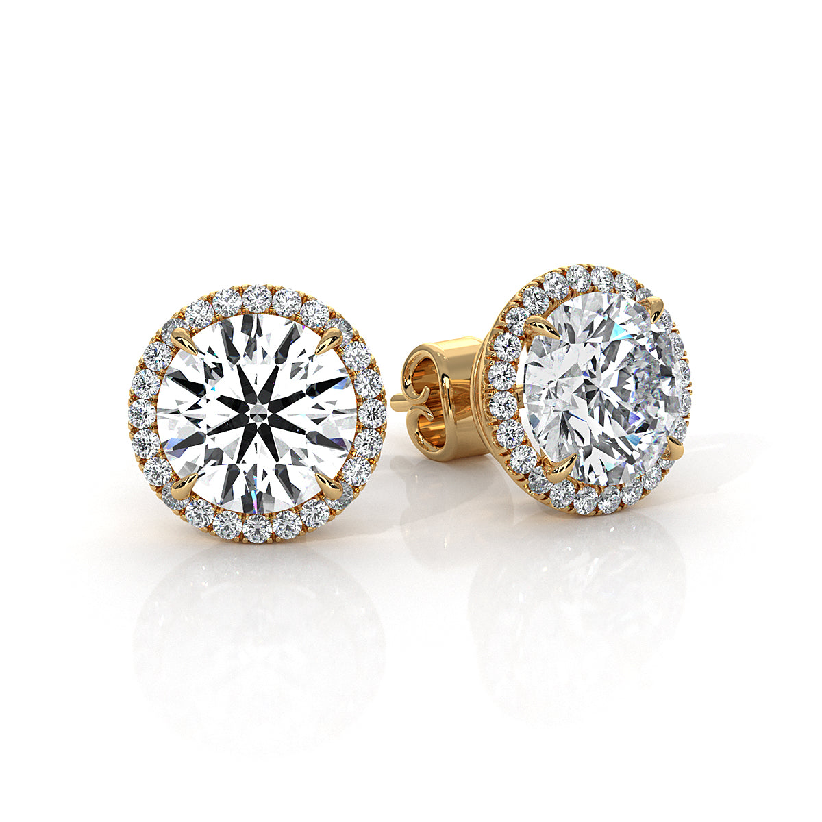 Round Lab Grown Diamond Claw Prong Women's Earring 14k White Gold 2.28 Ctw.