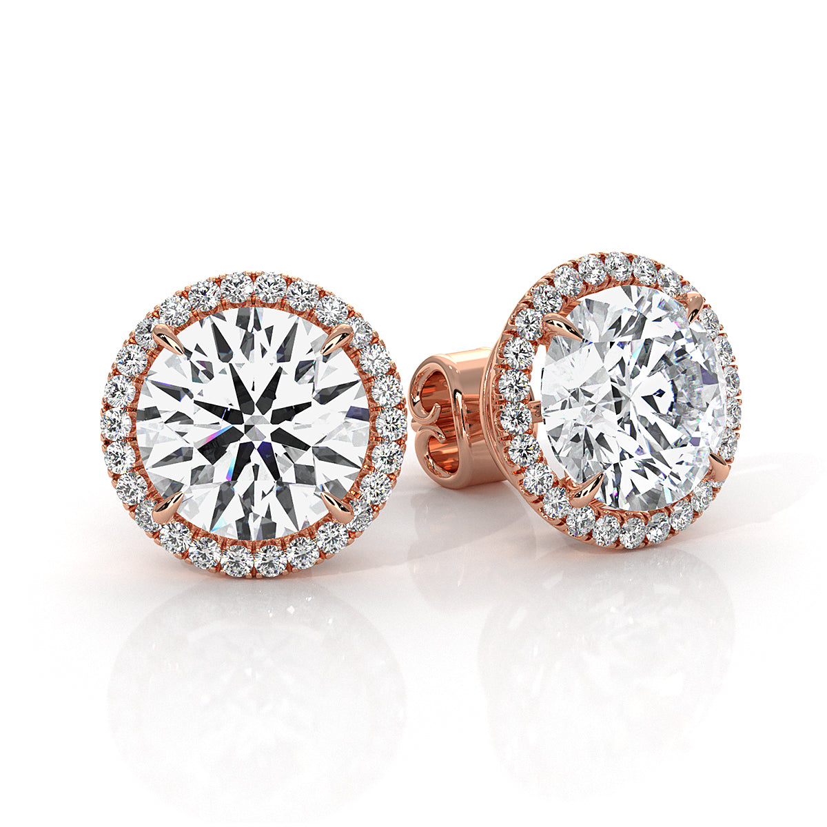 Round Lab Grown Diamond Claw Prong Women's Earring 14k White Gold 2.28 Ctw.