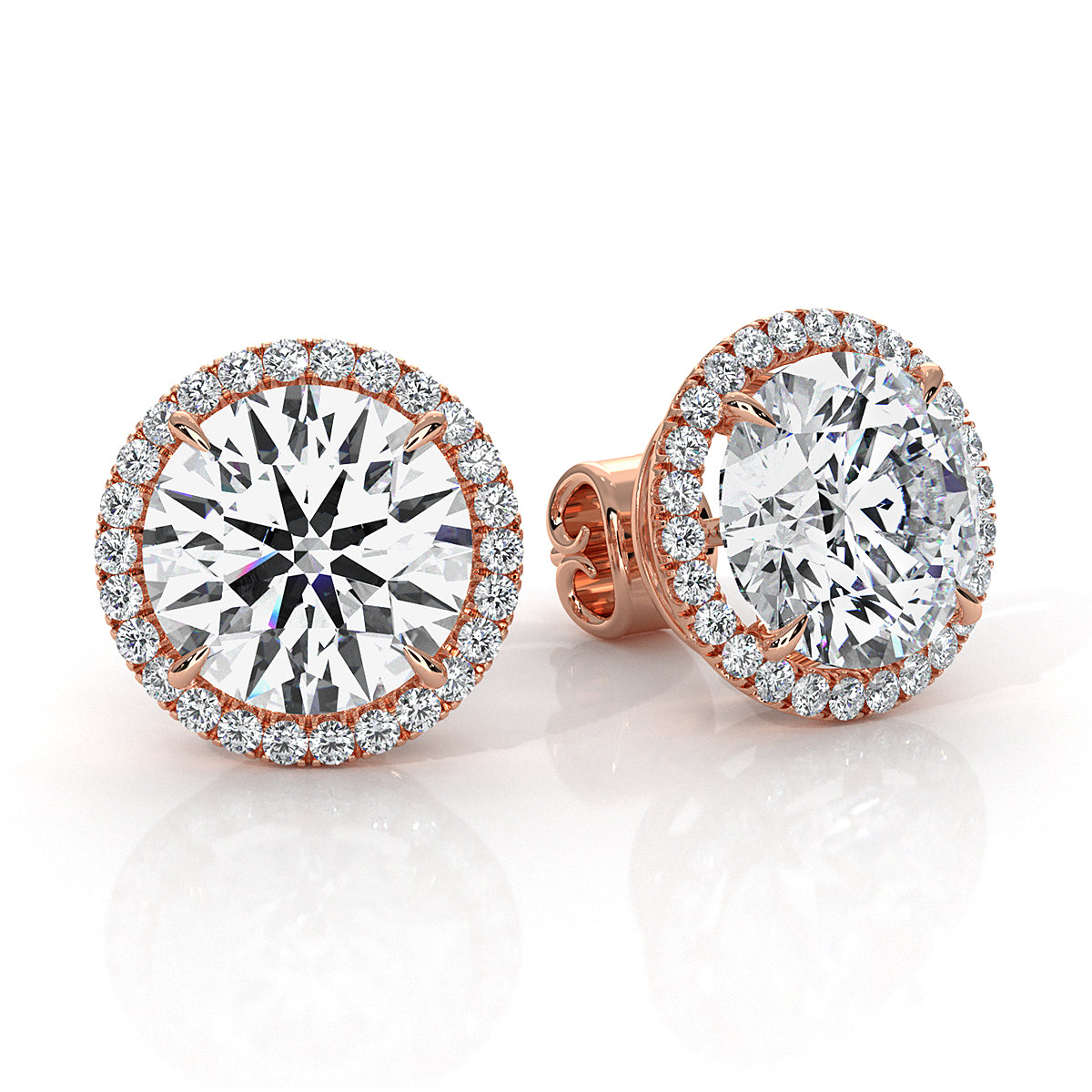 Round Lab Grown Diamond Claw Prong Women's Earring 14k White Gold 2.28 Ctw.