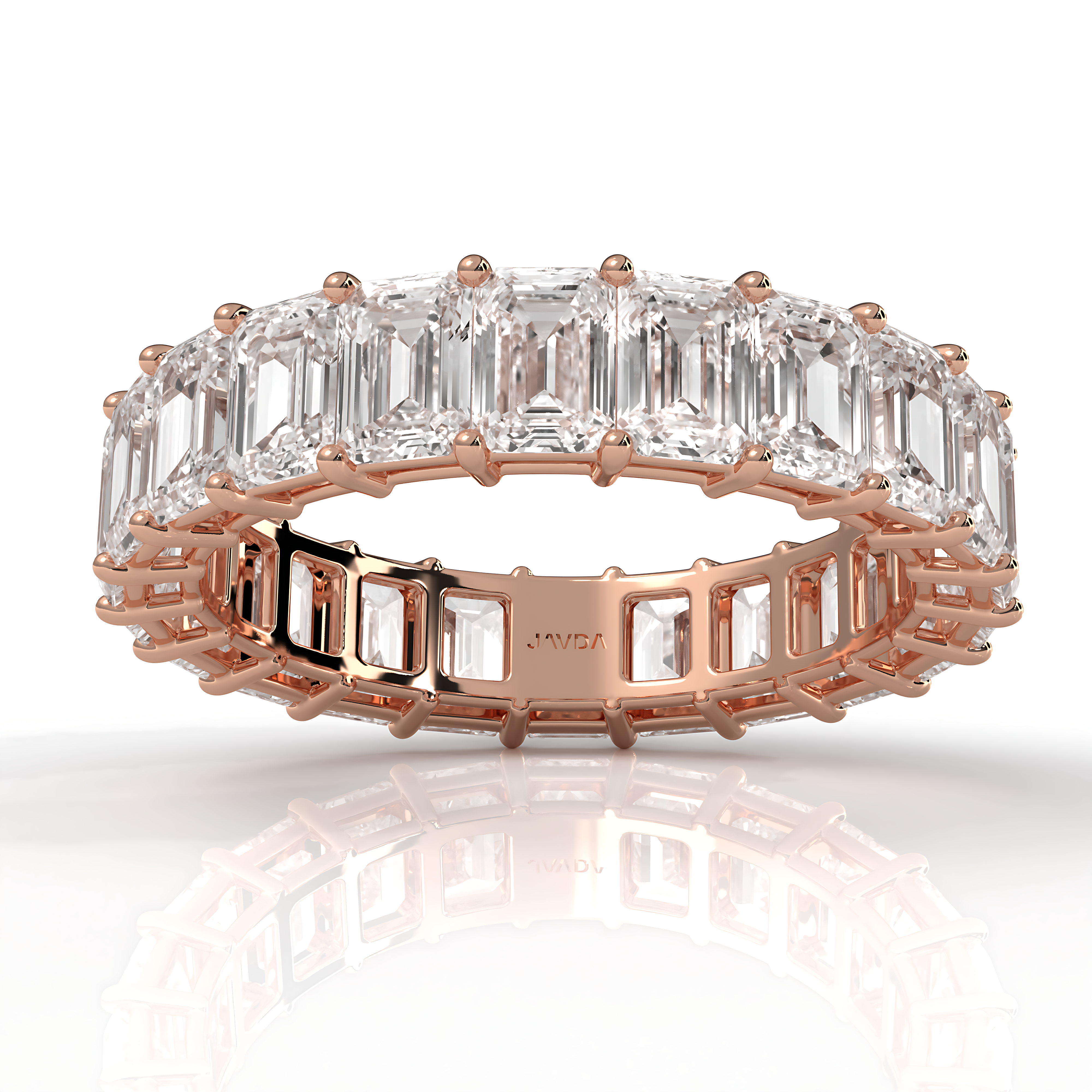 Shared Prong Emerald Cut Lab Diamond Eternity Wedding Band 4.2 mm 5.25ctw.