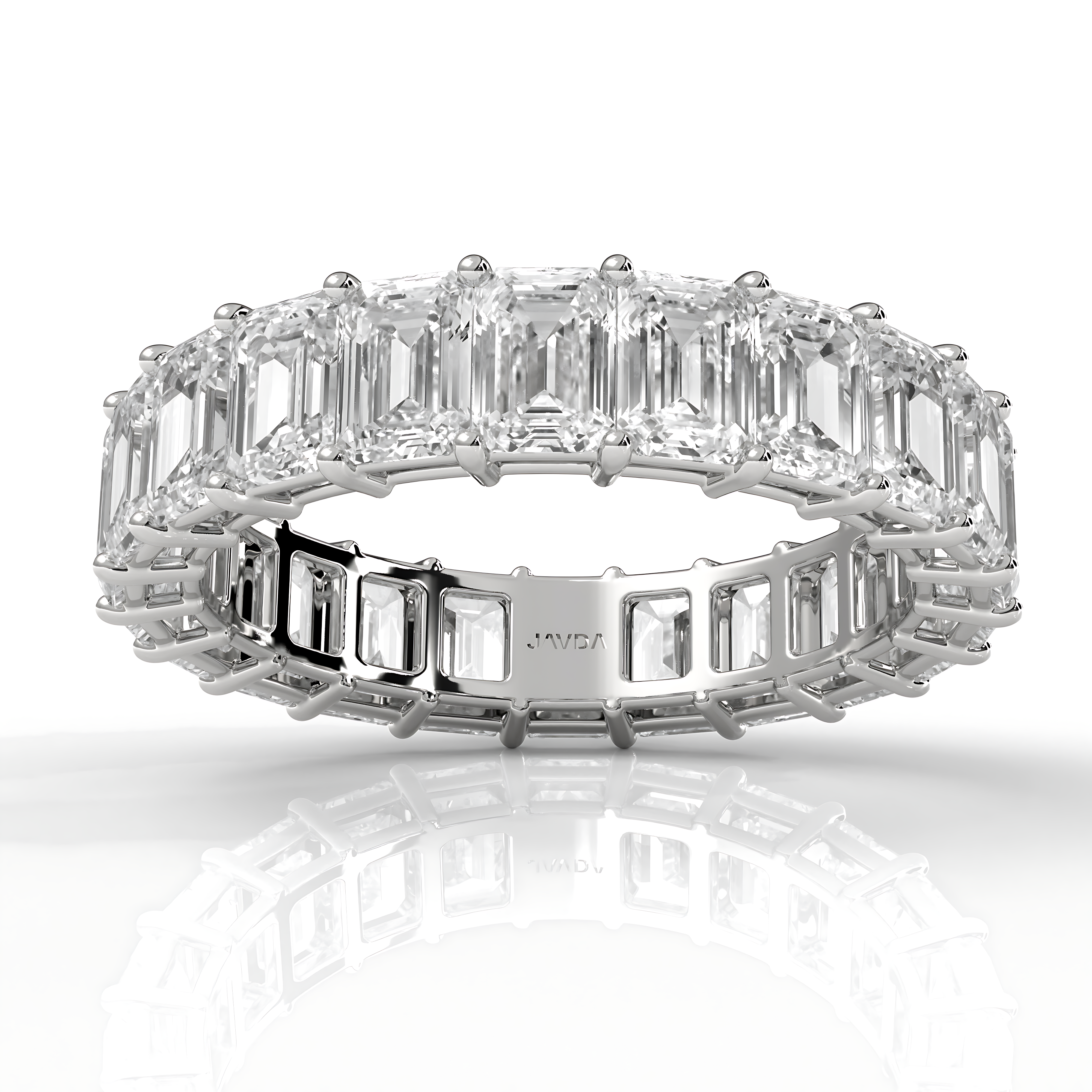 Shared Prong Emerald Cut Lab Diamond Eternity Wedding Band 4.2 mm 5.25ctw.
