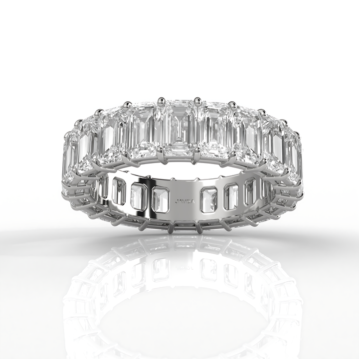 Emerald Lab Diamond Shared Prong Eternity Women's Wedding Band 5 mm 6.95ctw.
