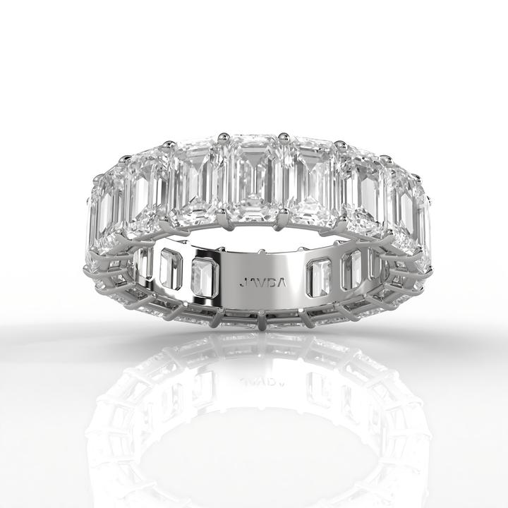 Emerald Lab Diamond Women's Shared Prong Wedding Band 5.5x3.5 mm 8.65ctw.