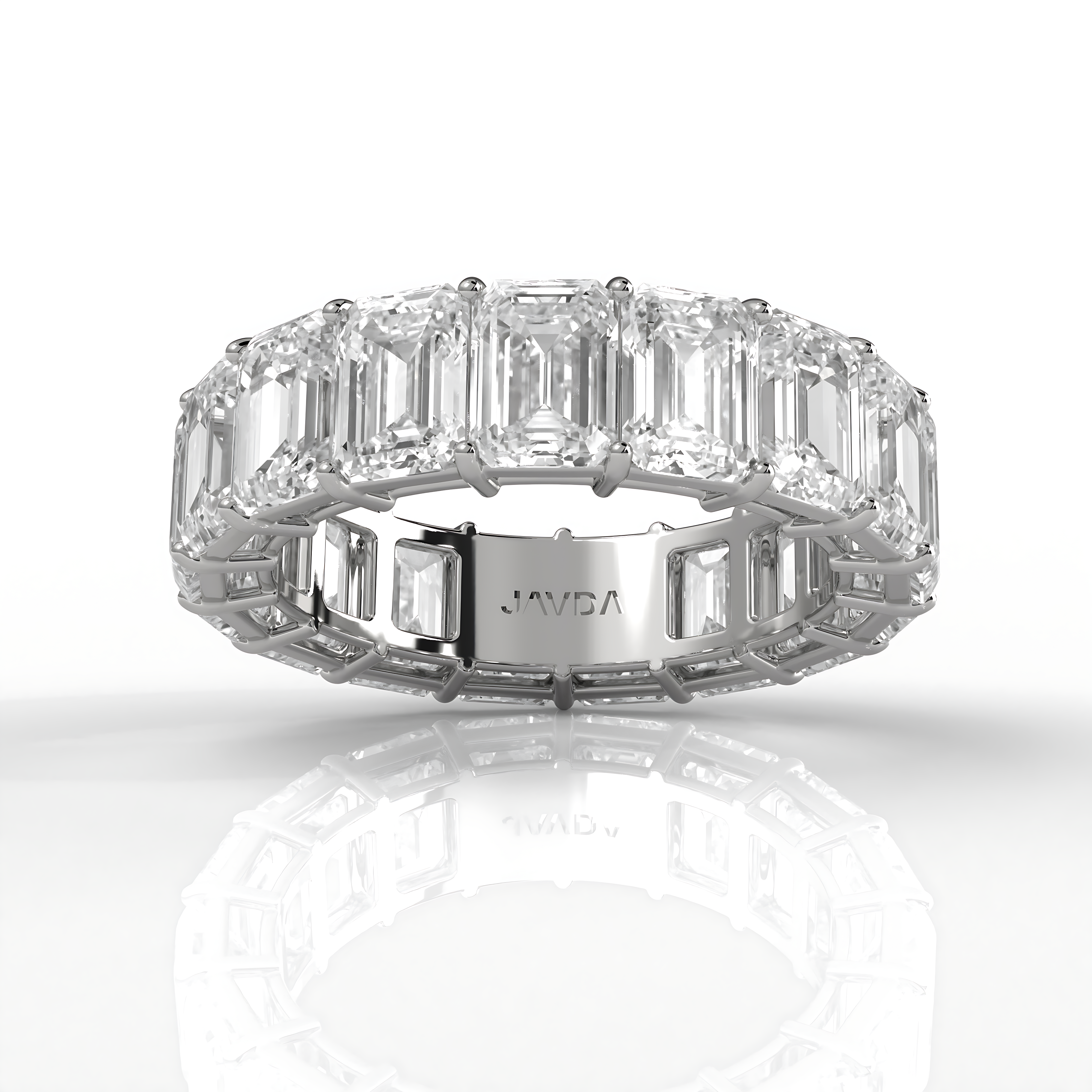 Emerald Lab Diamond Women's Shared Prong Wedding Band 5.5 mm 6.7ctw.