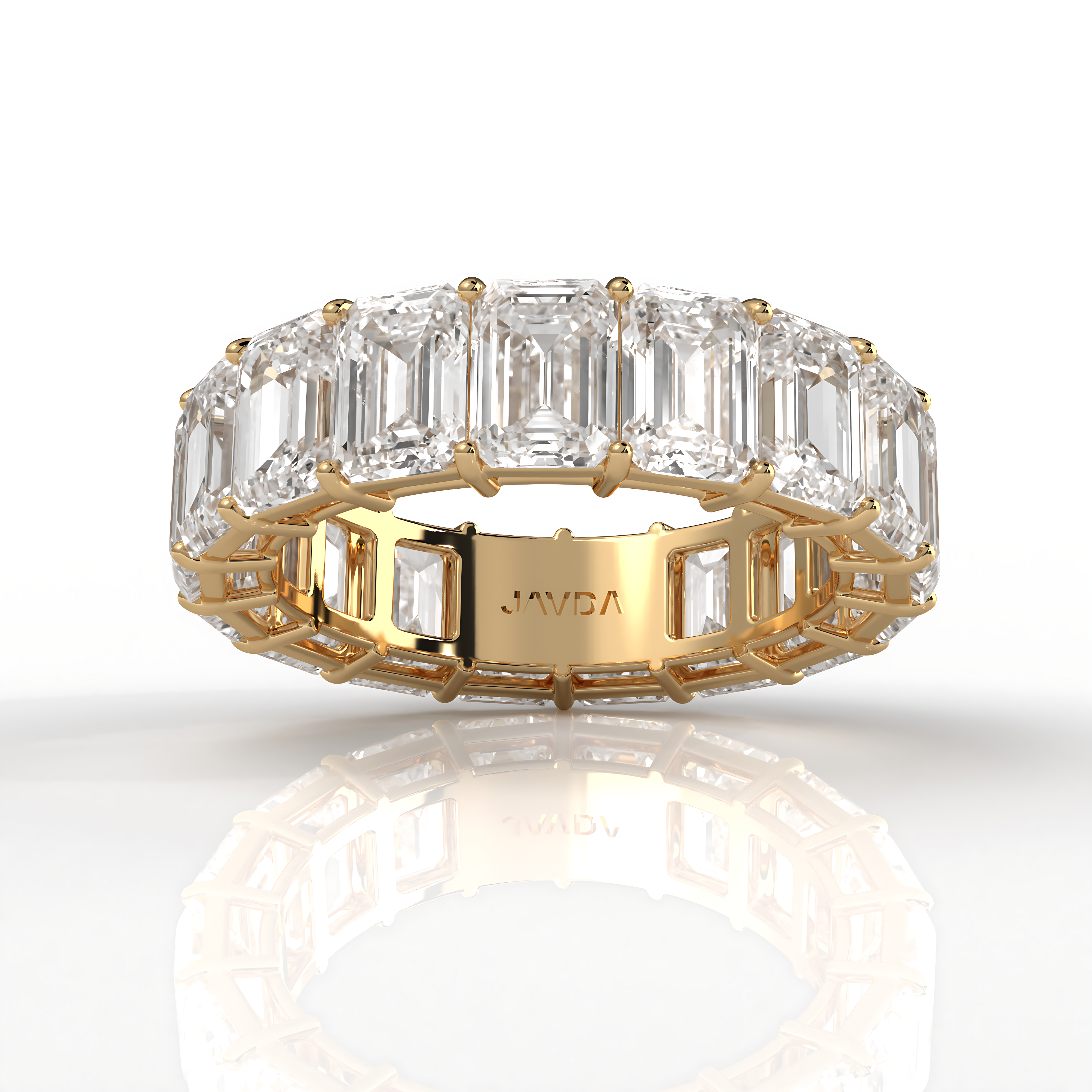 Emerald Lab Diamond Women's Shared Prong Wedding Band 5.5 mm 6.7ctw.