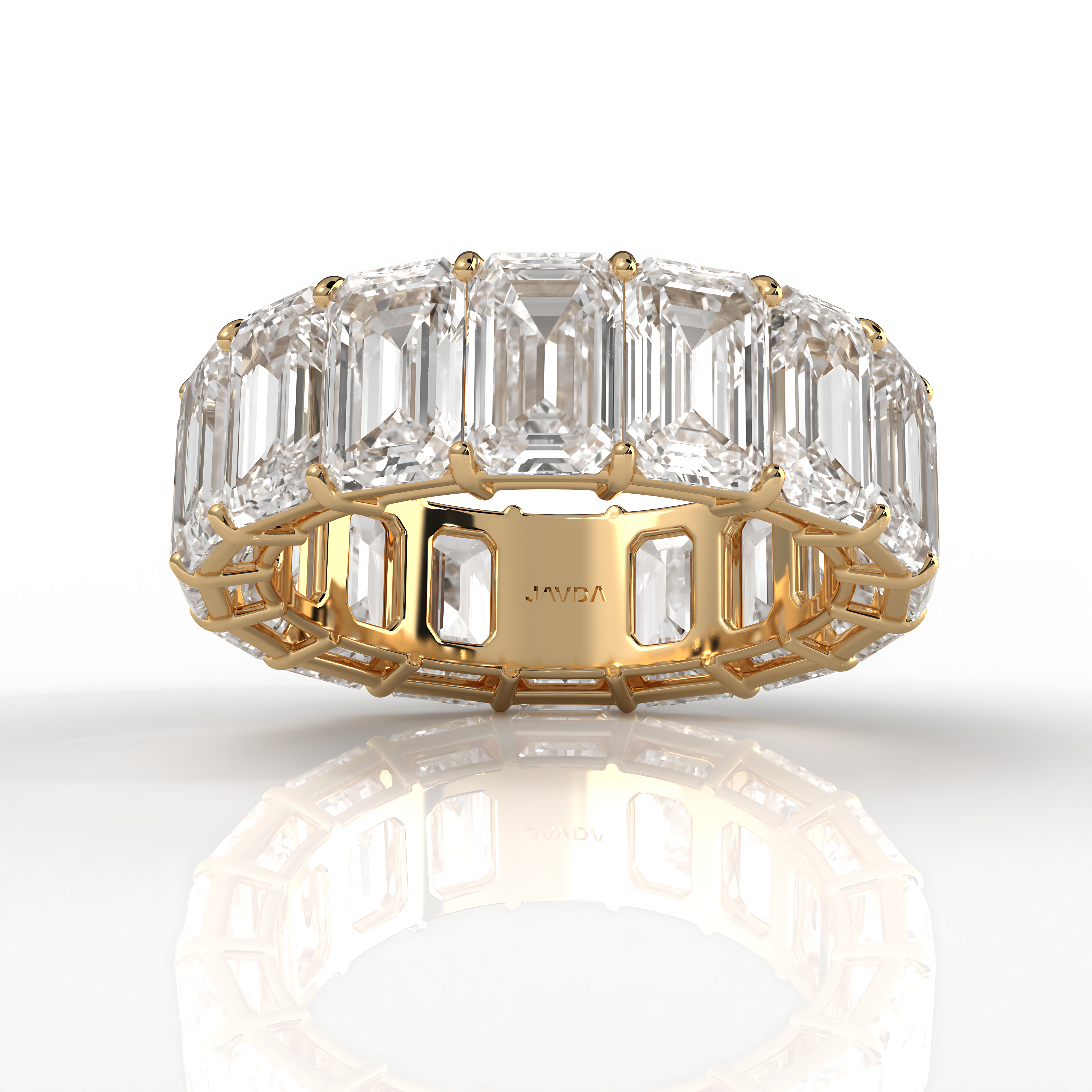 Emerald Lab Diamond Women's Shared Prong Wedding Band 6.5 mm 13.2ctw.