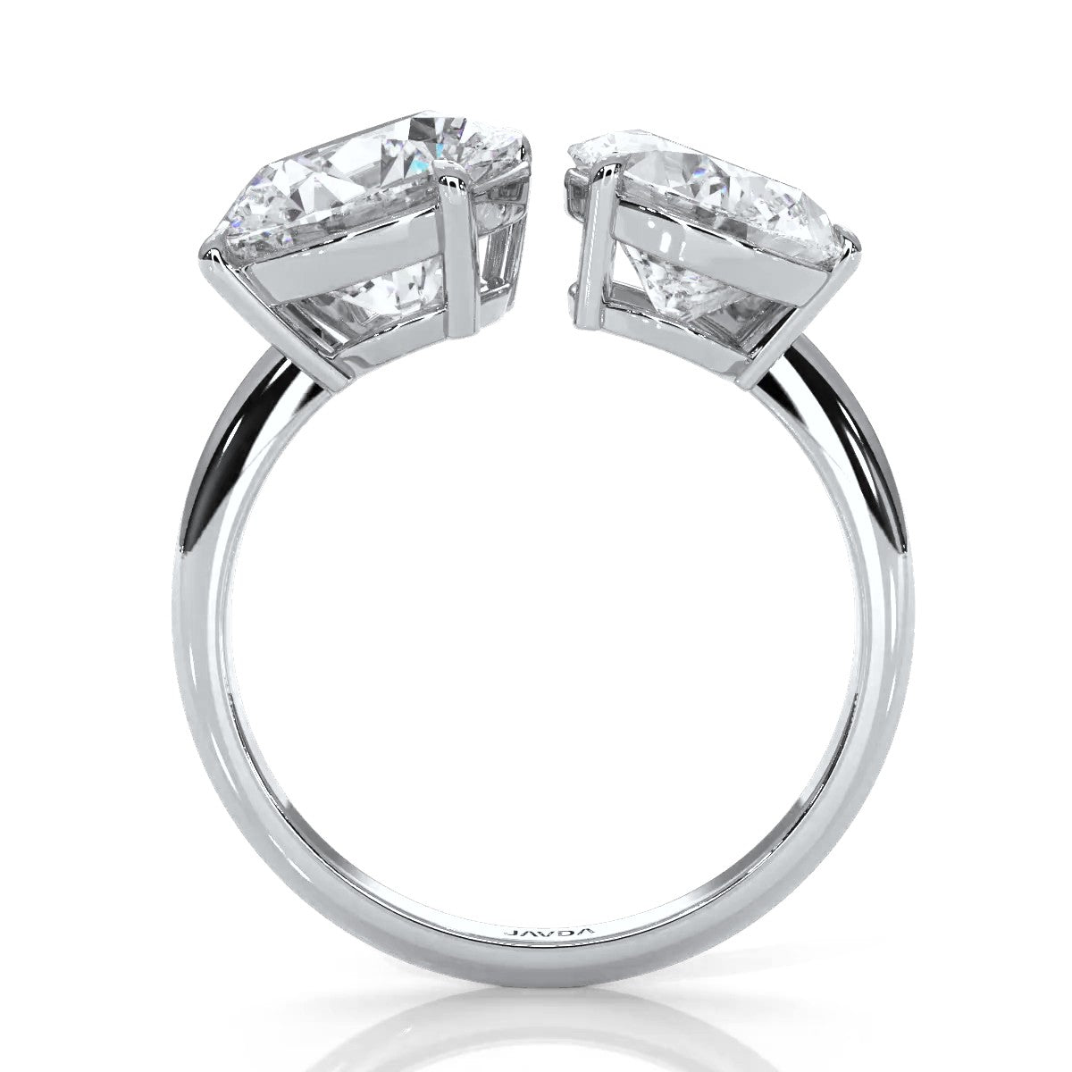 2Stone Round Pear Diamond Engagement Prong Set 14K White Gold 4.58 Ctw.