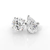 2Stone Round Pear Diamond Engagement Prong Set 14K White Gold 4.58 Ctw.