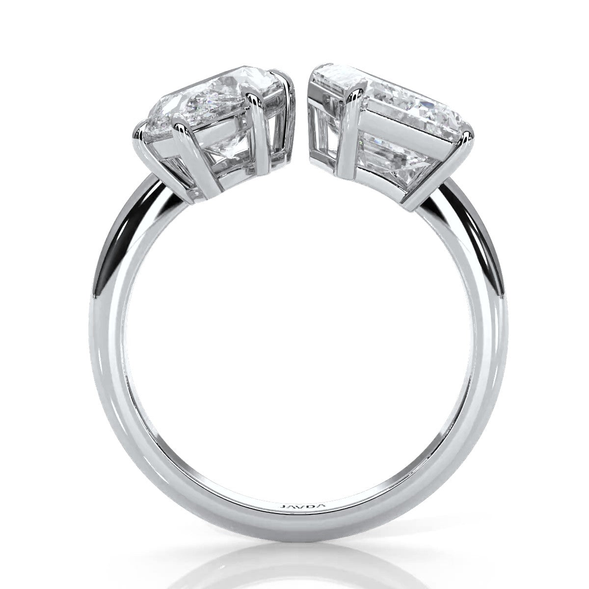 2 Stone Marquise Emerald Cut Diamond Engagement Prong Set Ring 14k White Gold 4.54 Ctw.
