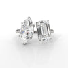 2 Stone Marquise Emerald Cut Diamond Engagement Prong Set Ring 14k White Gold 4.54 Ctw.