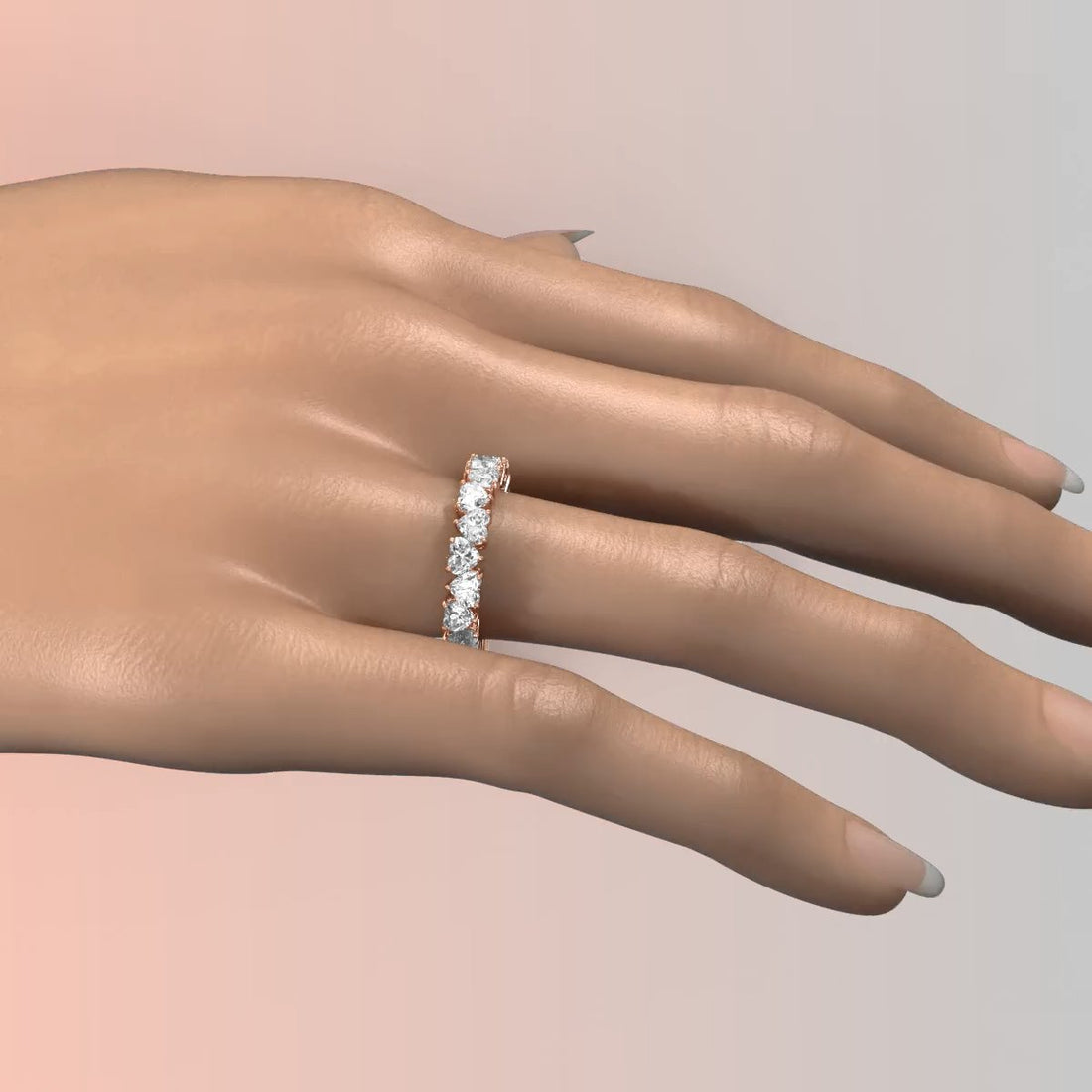 Heart Lab Diamond Eternity Shared Prong Women's Wedding Band 3.5 mm 3.8ctw.