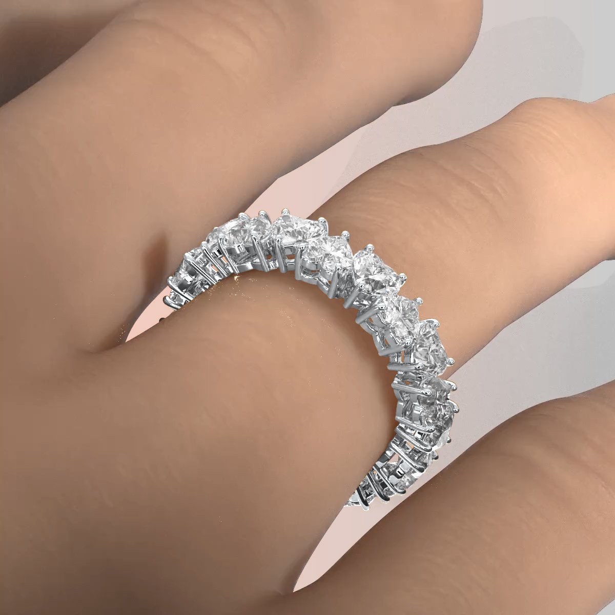 Heart Lab Diamond Eternity Shared Prong Women's Wedding Band 3.5 mm 3.8ctw.