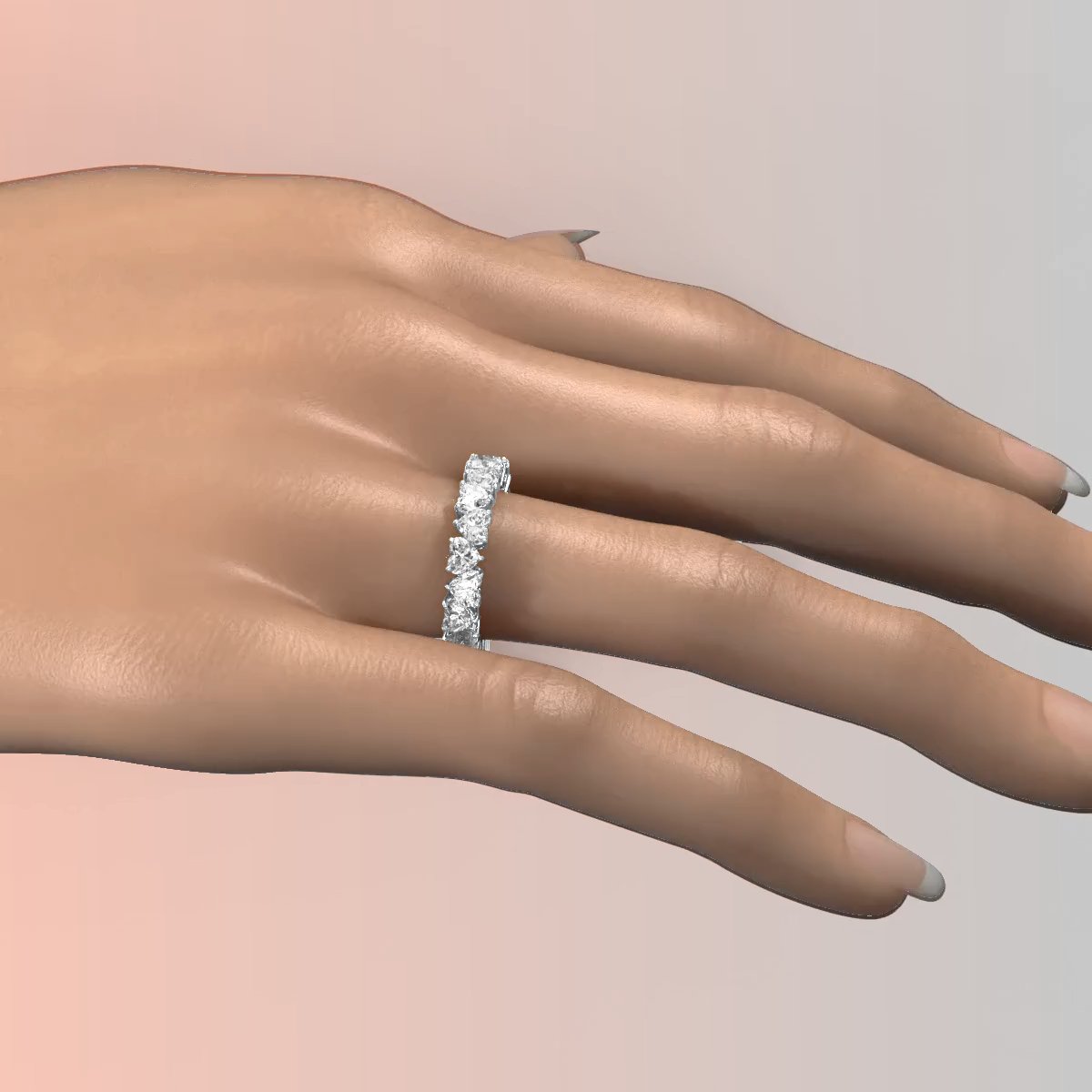 Heart Lab Diamond Eternity Shared Prong Women's Wedding Band 3.5 mm 3.8ctw.