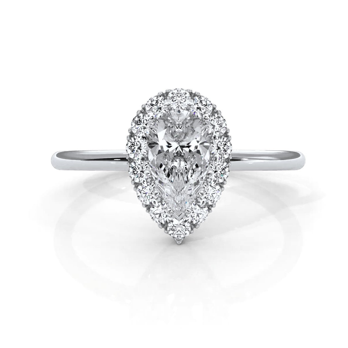 Pear Diamond Engagement U Cut Prong Setting Ring 0.50 Ctw.
