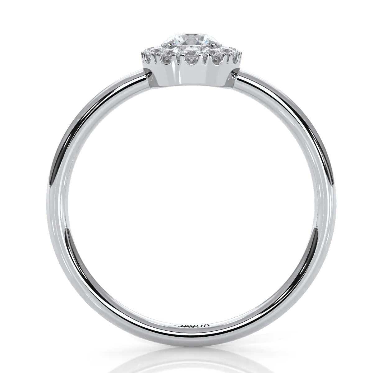 French U Cut Prong Halo Round Diamond Engagement Ring 0.32 Ctw.